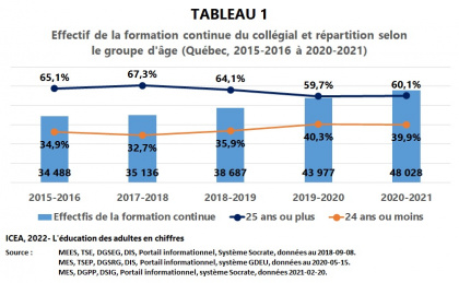 Les adultes à la formation continue du collégial